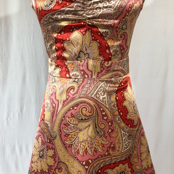 Jane Hamill Gold and Pink Paisley Silk  Dress - Picture 3 of 8